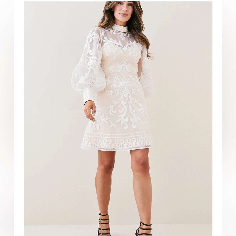 Karen Millen Long Sleeve Appliqué Dress * LIKE NEW *